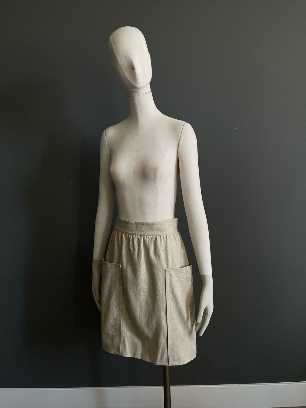Anthropologie Cartonnier Casetta Linen Cotton Utility Pocket Knee Skirt Size 4